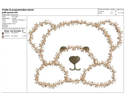 Motif de broderie machine tête d'ourson