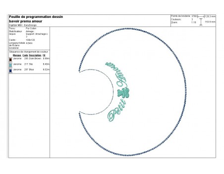 Motif de broderie machine bavoir prématuré ITH