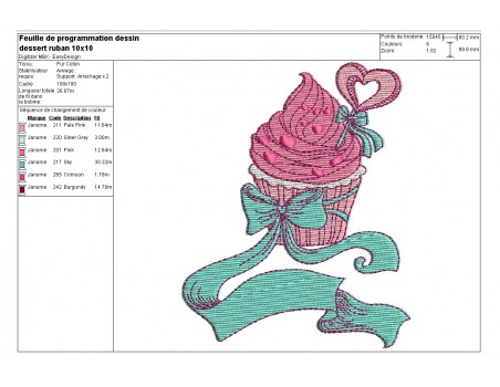 Motif de broderie machine gâteau au ruban