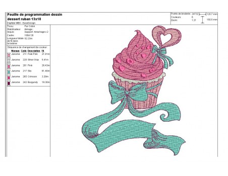 Motif de broderie machine gâteau au ruban