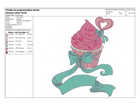 Motif de broderie machine gâteau au ruban