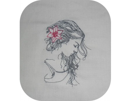 Motif de broderie machine profil visage femme