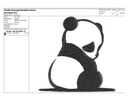 Instant download machine embroidery design panda