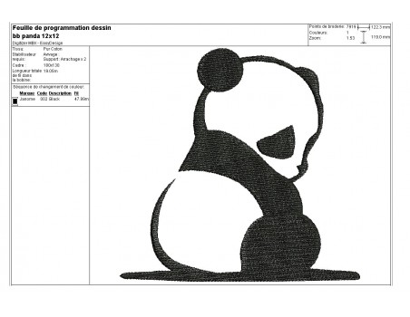 Instant download machine embroidery design panda