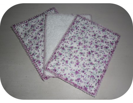 Motif de broderie machine  lingettes rectangulaires en ITH