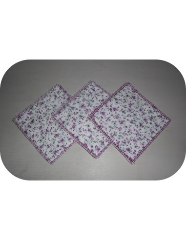 Motif de broderie machine  lingettes carrées en ITH