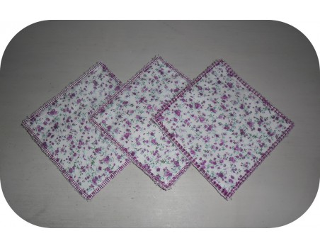 Motif de broderie machine  lingettes carrées en ITH