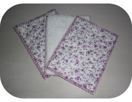 Motif de broderie machine  lingettes carrées en ITH