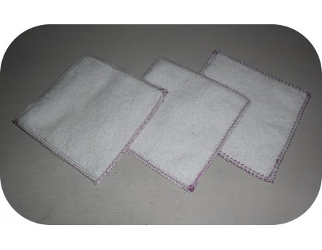 Motif de broderie machine  lingettes carrées en ITH