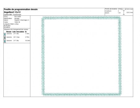 Motif de broderie machine  lingettes carrées en ITH