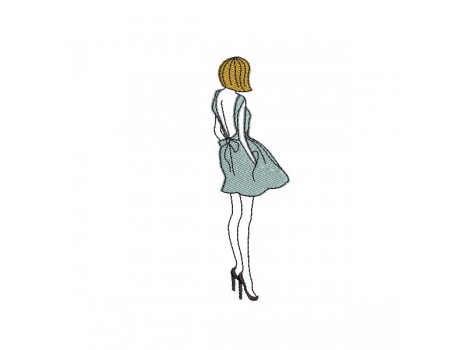 Instant download machine embroidery design Silhouette woman dress