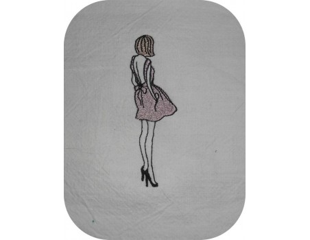 Instant download machine embroidery design Silhouette woman dress