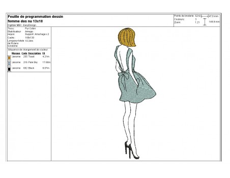 Instant download machine embroidery design Silhouette woman dress