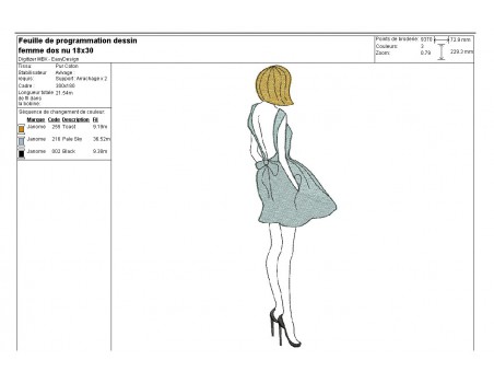 Instant download machine embroidery design Silhouette woman dress