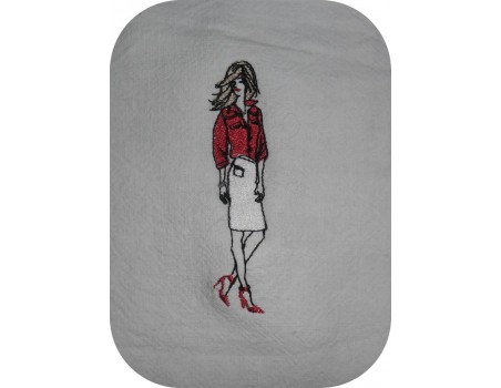 Instant download machine embroidery design Silhouette woman in skirt