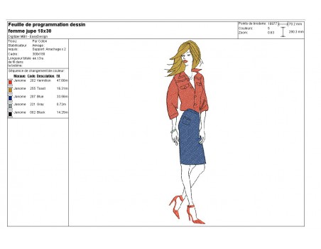 Instant download machine embroidery design Silhouette woman in skirt