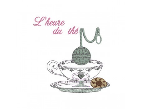 Instant download machine embroidery design tea