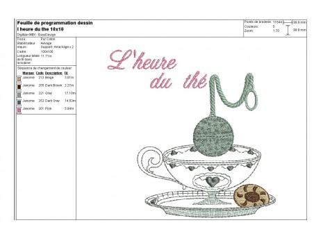 Instant download machine embroidery design tea