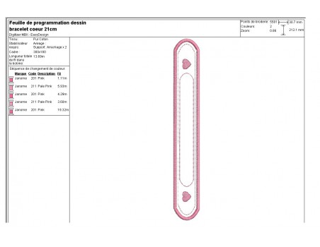 Motif de broderie machine bracelet coeur tout dans le cadre