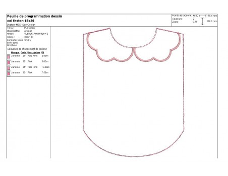 Motif de broderie machine Bavoir col festonné tout dans le cadre