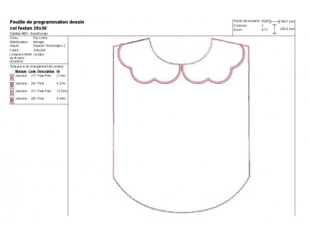 machine embroidery design  Bib collar festoon  ITH