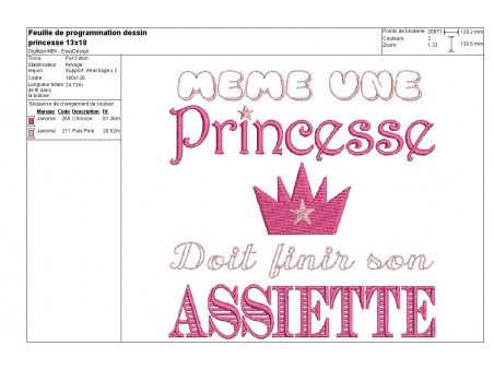 Instant download machine embroidery Princess at table