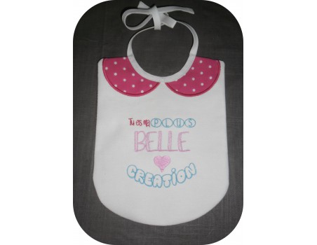 Motif de broderie machine Bavoir col appliqué  tout dans le cadre