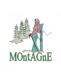 Instant download machine embroidery design Skier in the mountains