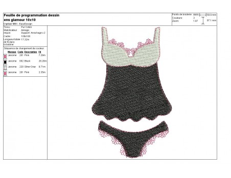 Instant download machine embroidery design applique lingerie set bra and panty