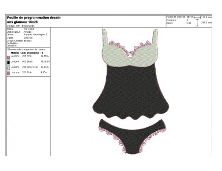 Instant download machine embroidery design applique lingerie set bra and panty