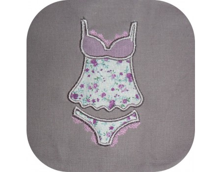 Instant download machine embroidery design applique lingerie set bra and panty