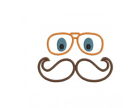 Motif de broderie machine lunette et moustache