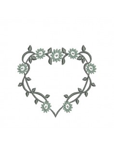Motif de broderie machine coeur fleurs