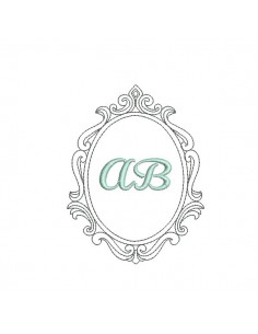 Embroidery design ovale frame amandine