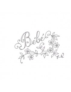 Motif de broderie machine mot bébé vintage en redwork
