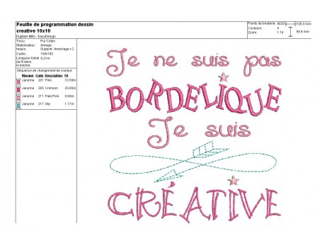 Motif de broderie machine texte humour créative