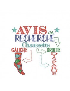 Motif de broderie machine Avis de recherche  Chaussettes