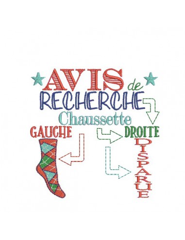 Motif de broderie machine Avis de recherche  Chaussettes