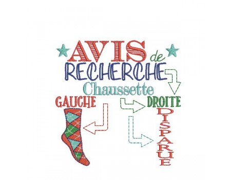 Motif de broderie machine Avis de recherche  Chaussettes