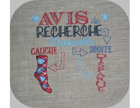 Motif de broderie machine Avis de recherche  Chaussettes