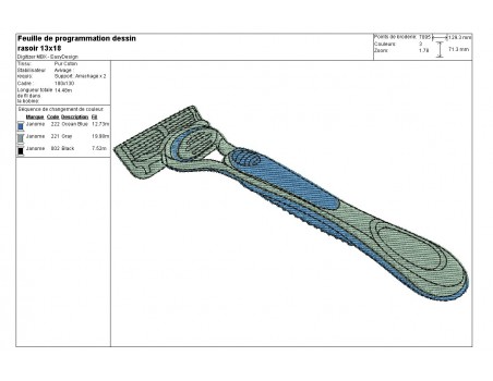 Motif de broderie machine Rasoir