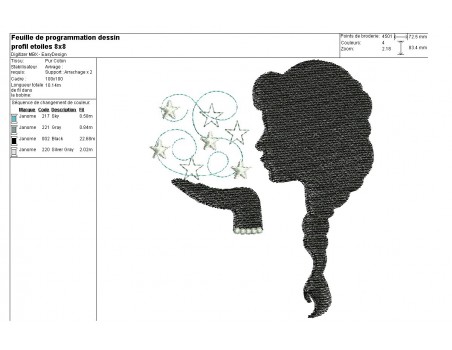 Instant download machine embroidery caméo woman