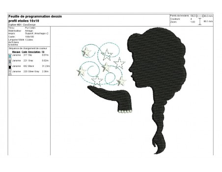 Instant download machine embroidery caméo woman