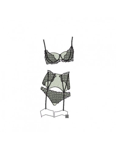 Instant download machine embroidery design applique lingerie set bra and panty