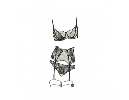 Instant download machine embroidery design applique lingerie set bra and panty