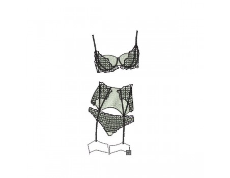 Motif de broderie machine  ensemble lingerie porte jarretelle