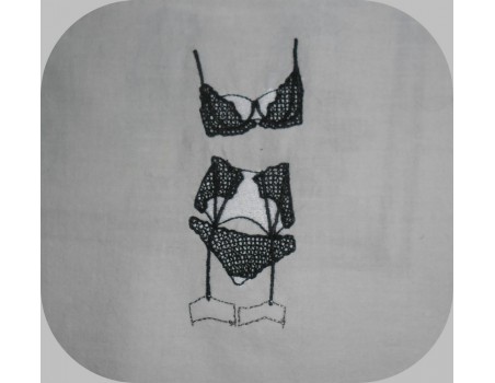 Instant download machine embroidery design applique lingerie set bra and panty