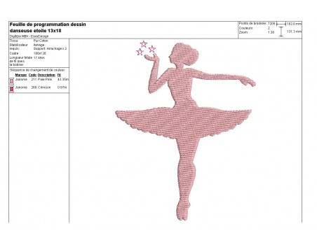 Motif de broderie machine silhouette danseuse