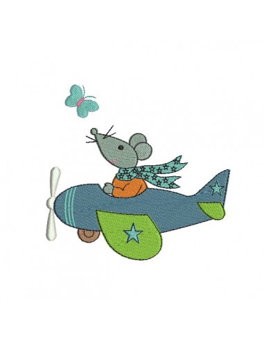 Instant download machine embroidery Mouse in a plane