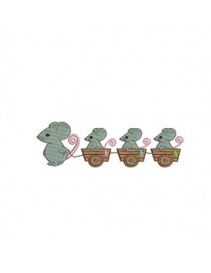 Motif de broderie machine ribambelle de souris